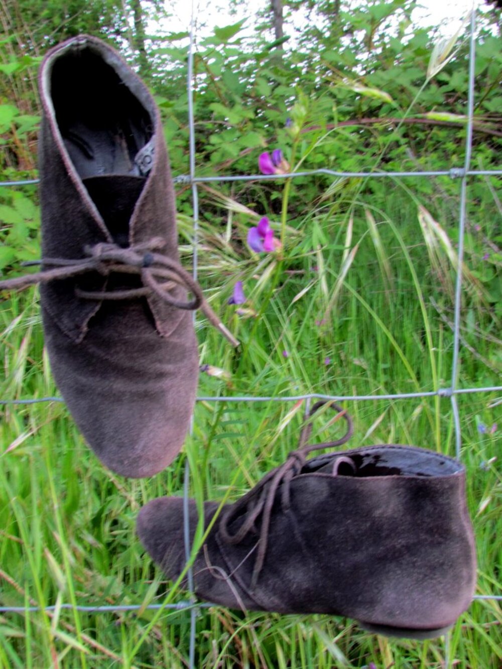 KIDS' ANKLE BOOTS, 2, for CIVIL WAR PIONEER PRAIRIE WESTERN BROWN SUEDE UNISEX